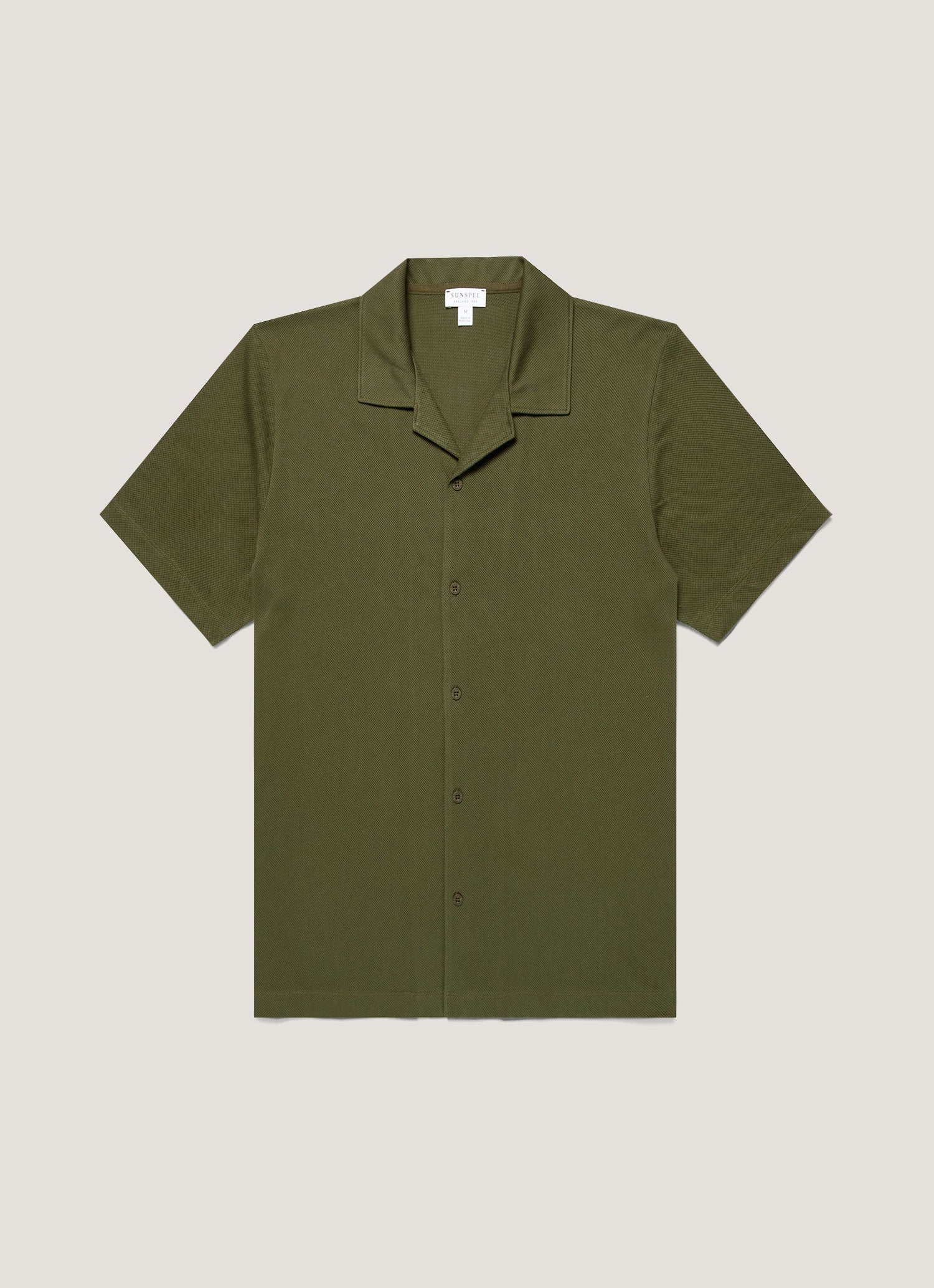 Men's Riviera Camp Collar Shirt in Deep Olive | Sunspel
