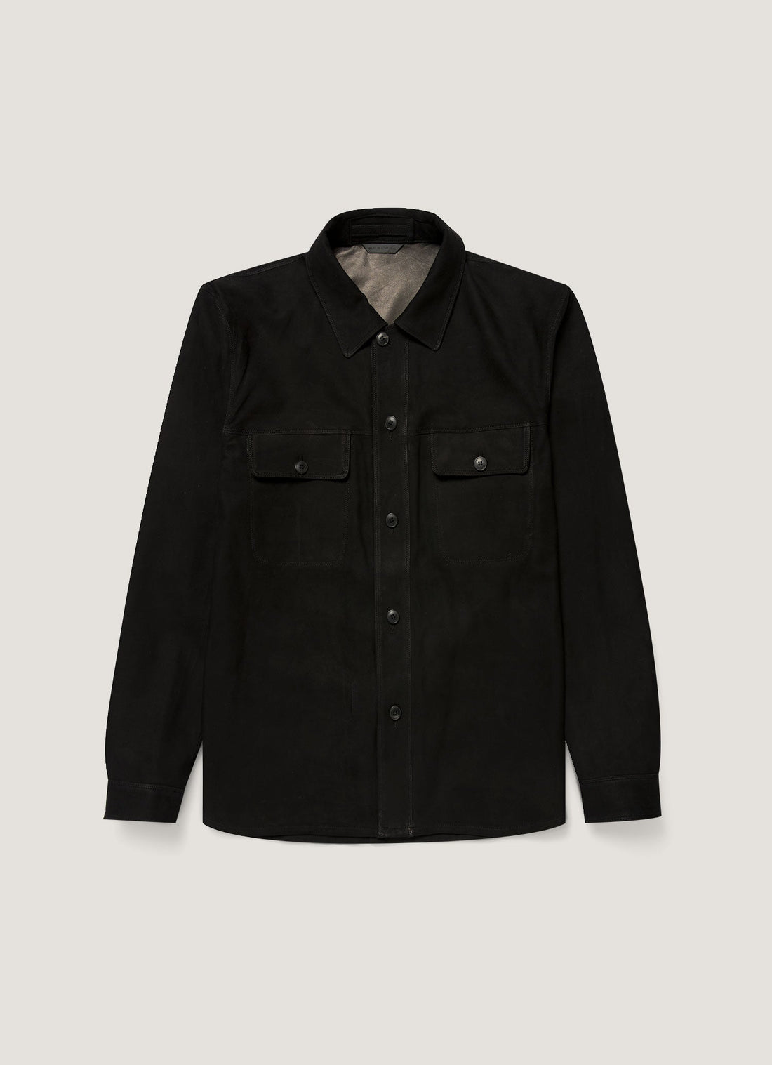Men's Suede Overshirt in Black