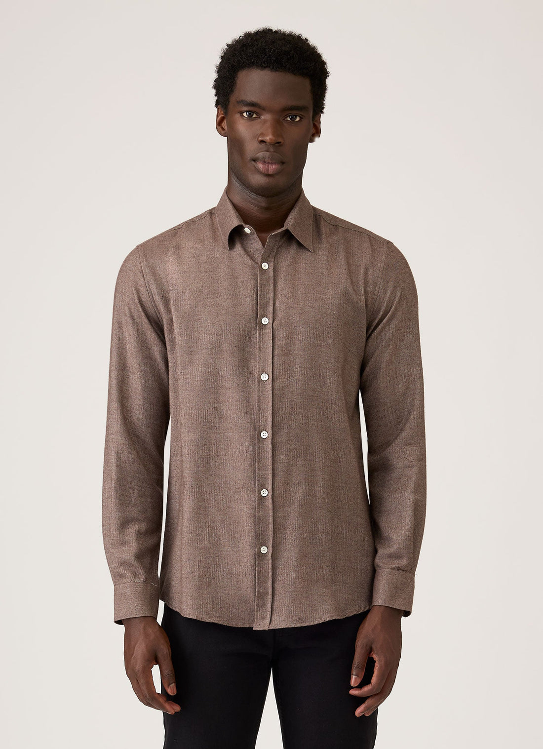 Cotton Cashmere Herringbone Shirt