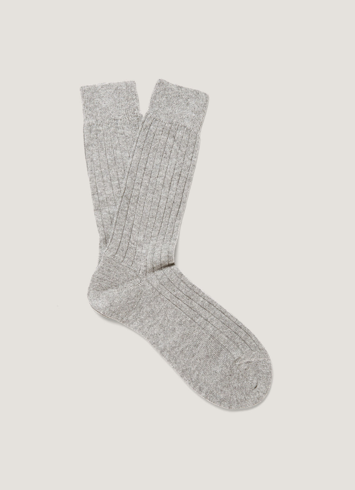 Men's Cashmere Ribbed Socks in Mid Grey Melange
