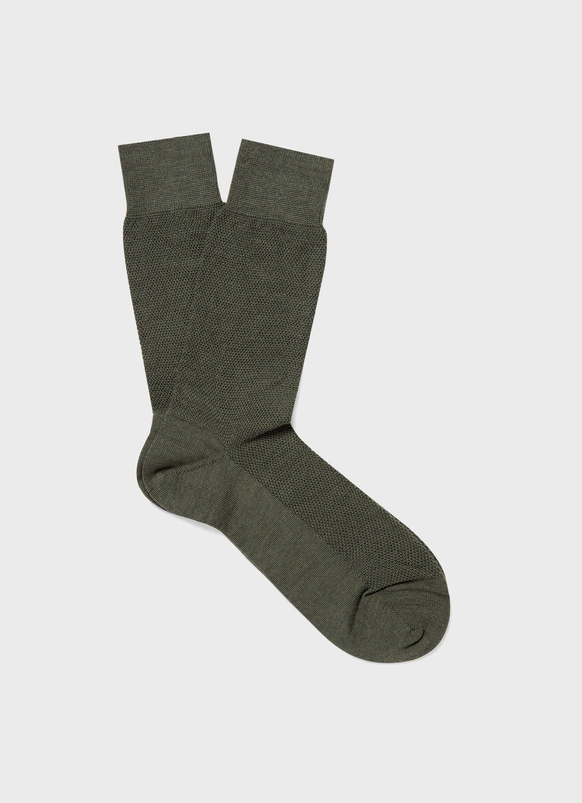 Men's Merino Wool Waffle Socks in Dark Olive | Sunspel