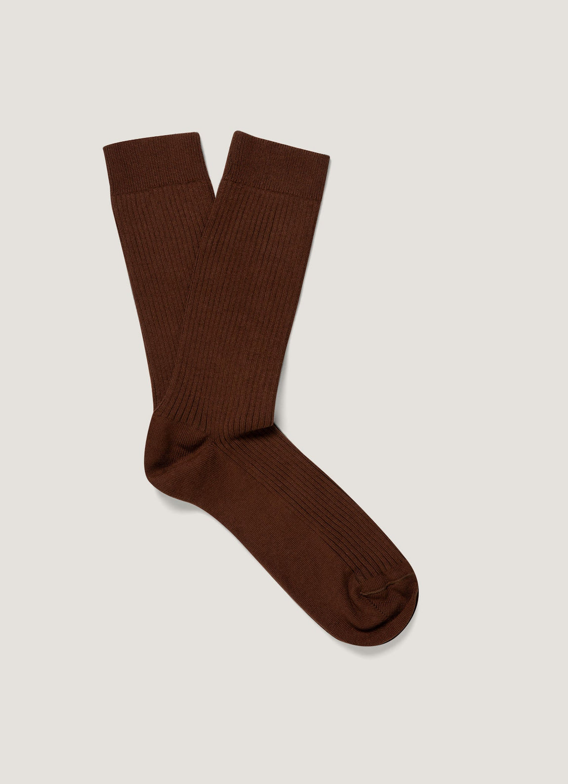 Men's Cotton Ribbed Socks in Chestnut