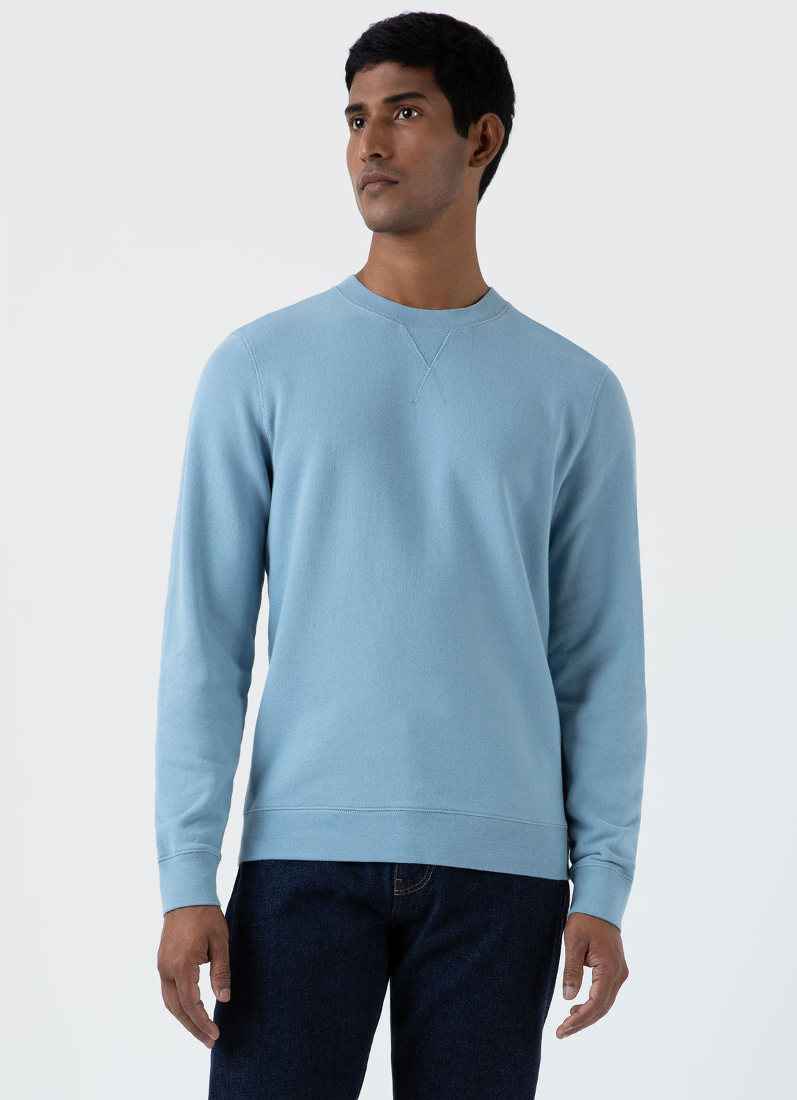 Men's Loopback Sweatshirt in Sky Blue | Sunspel