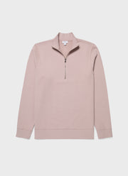 Men's Half Zip Loopback Sweatshirt in Pale Pink