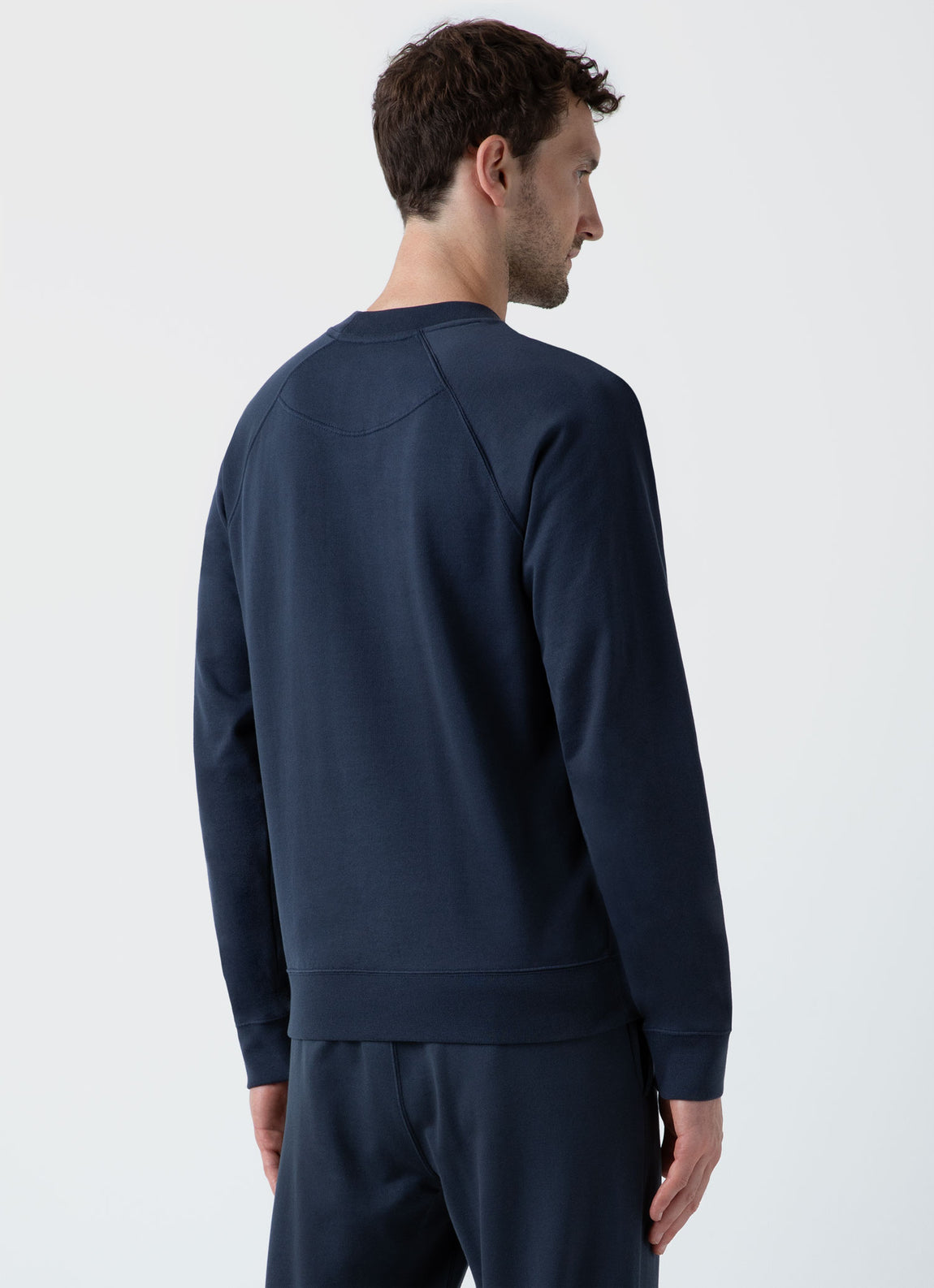 Men's Sea Island Cotton Sweatshirt in Navy | Sunspel