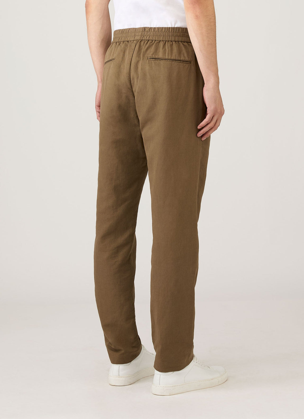 Men's Cotton Linen Drawstring Trouser in Dark Cedar