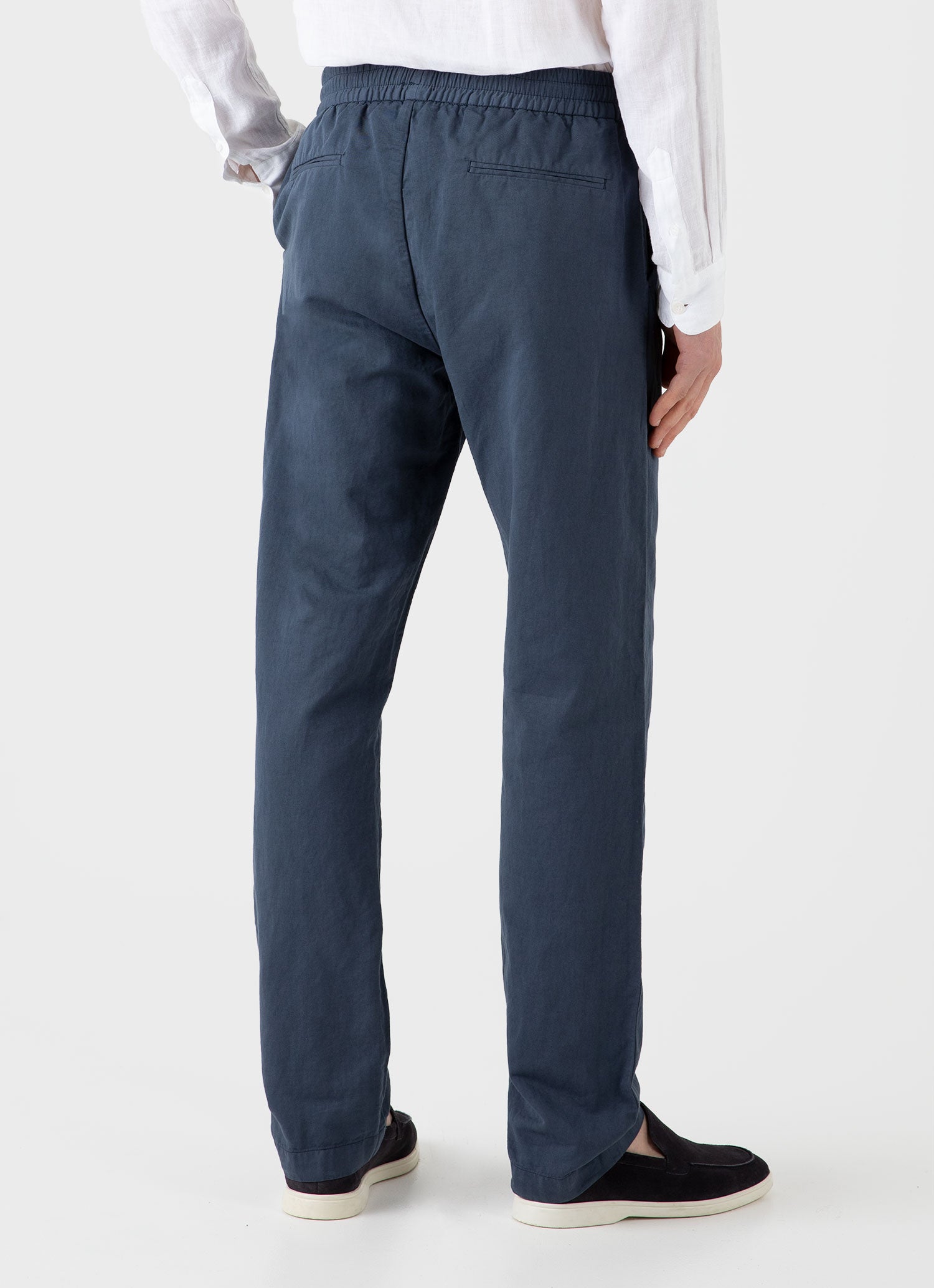 Men's Cotton Linen Drawstring  Trouser in Shale Blue