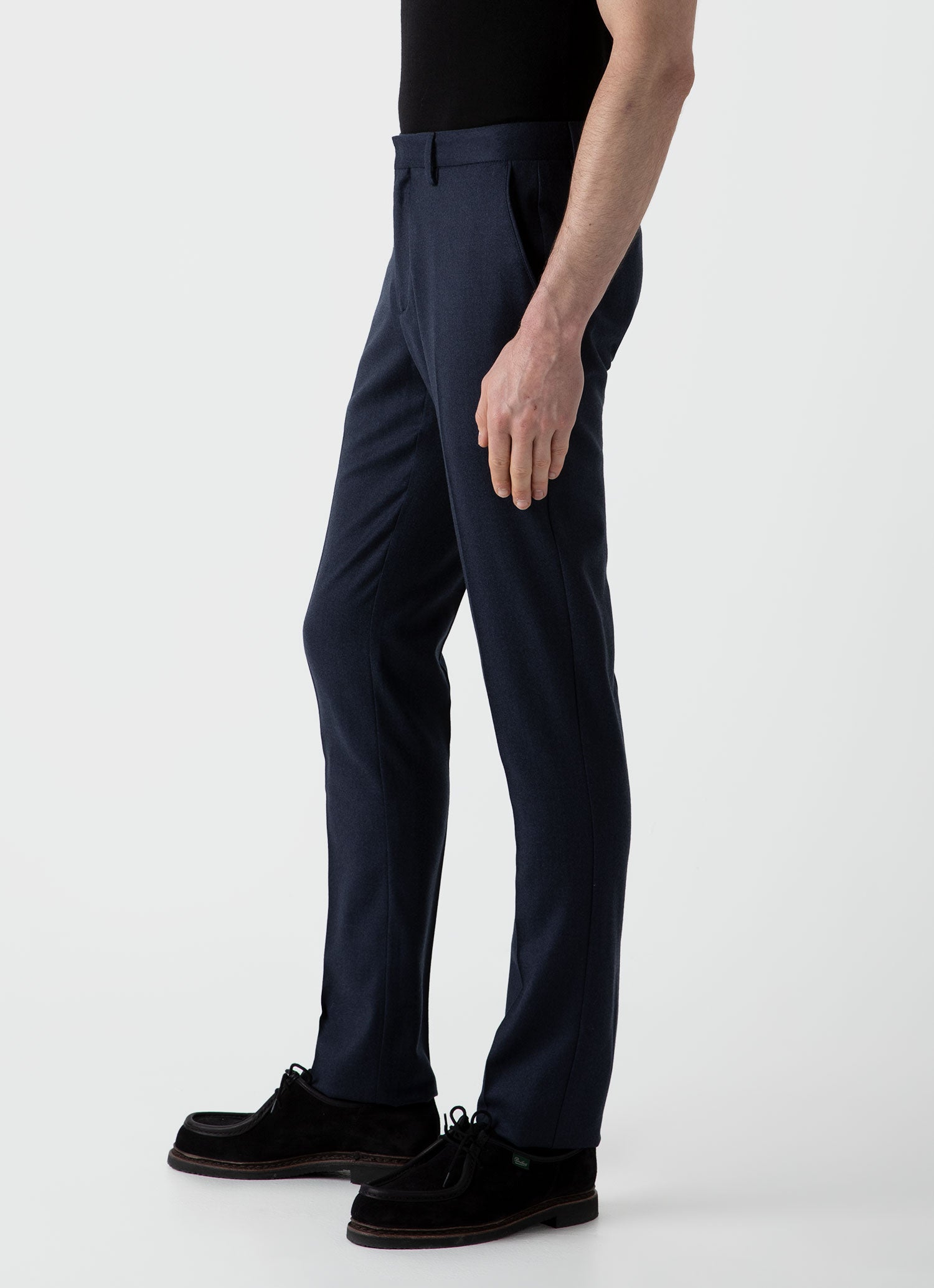 Men's Wool Trouser in Navy Melange | Sunspel