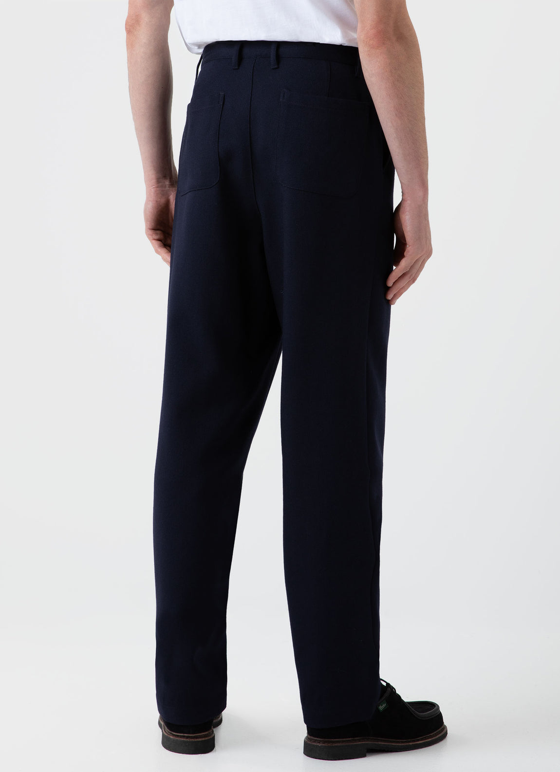 Men's Wool Twill Chore Trousers in Dark Navy | Sunspel