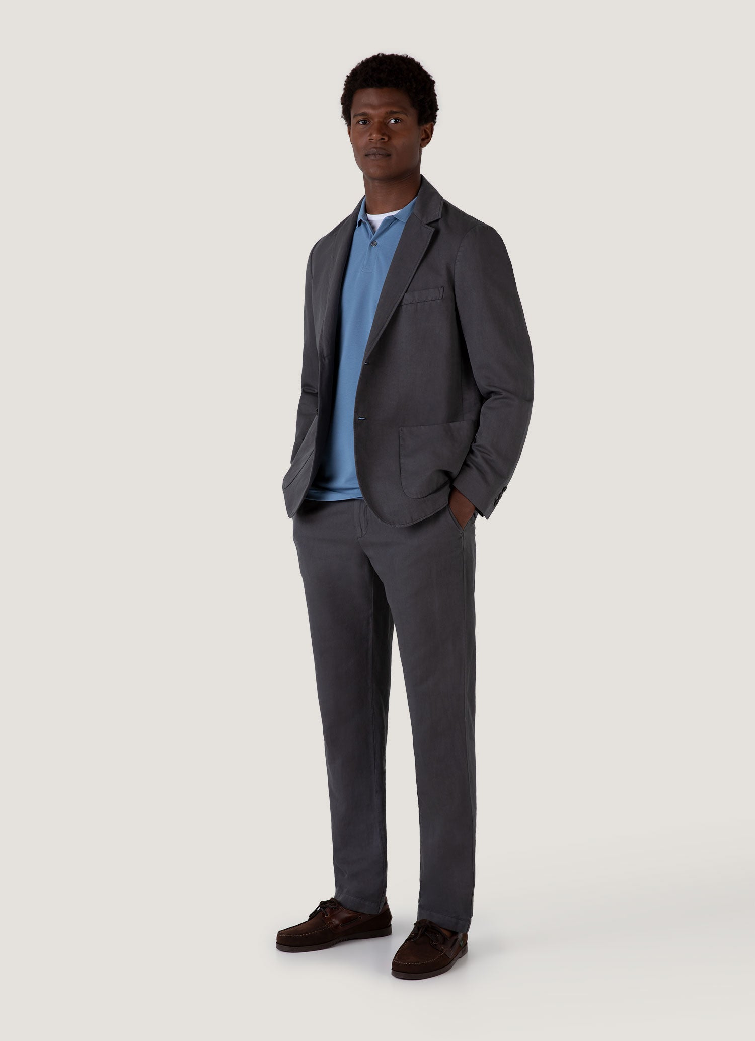 Men's Cotton Linen Trouser in Charcoal