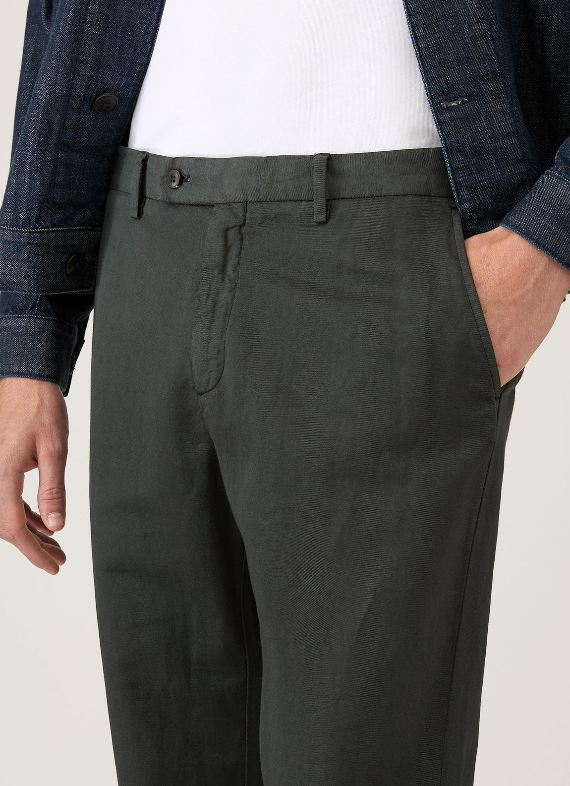 Men's Cotton Linen Trouser in Charcoal