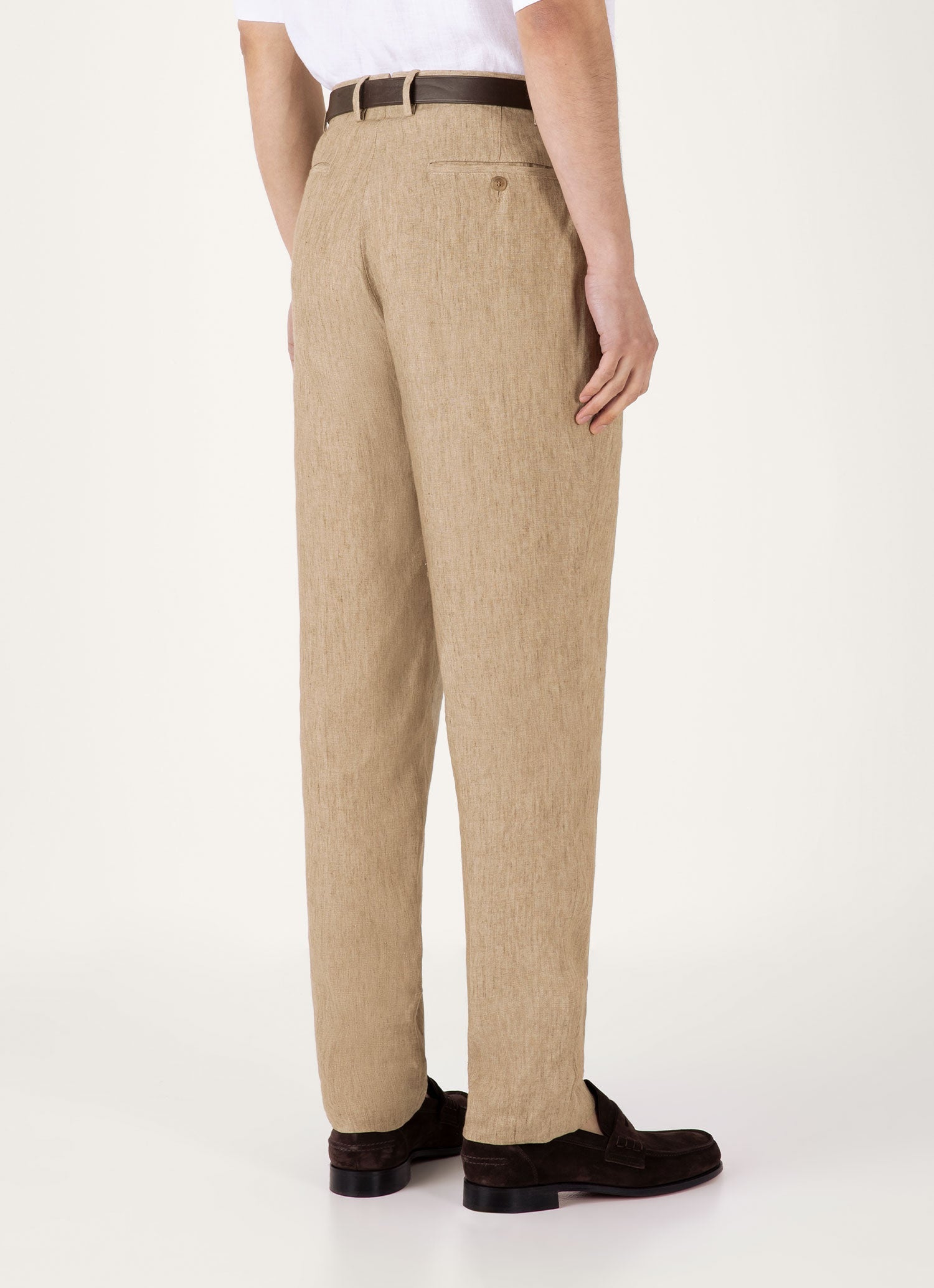 Men's Pleated Linen Trouser in Dune Melange