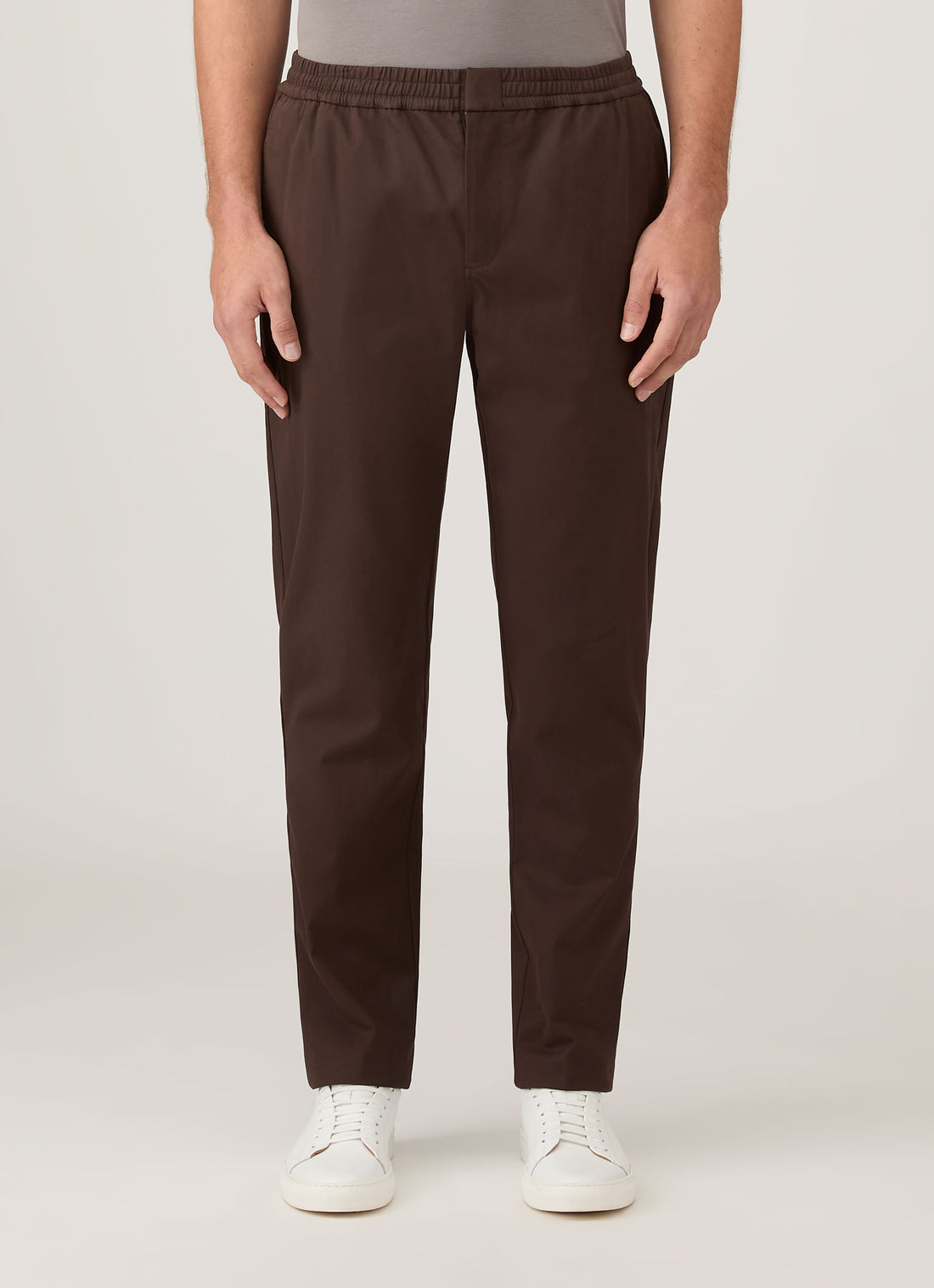 Men's Cotton Cashmere Drawstring Trouser in Truffle