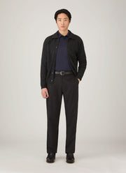 Men's Wool Cashmere Flannel Trouser in Charcoal Melange