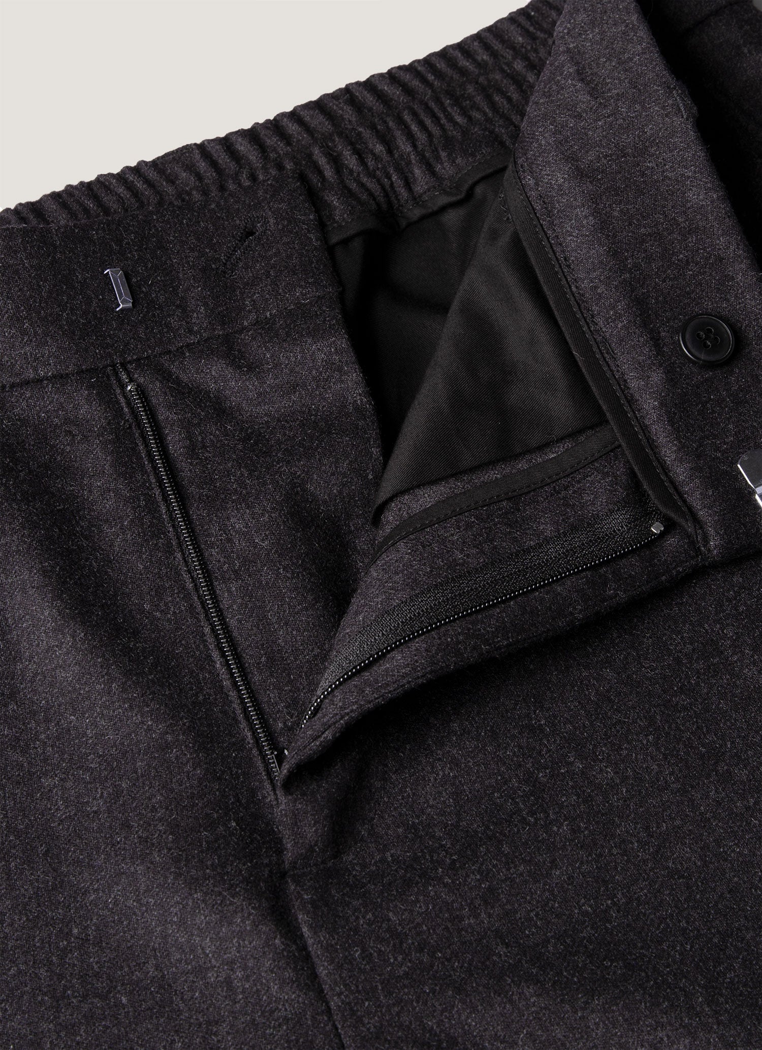 Men's Wool Cashmere Flannel Trouser in Charcoal Melange