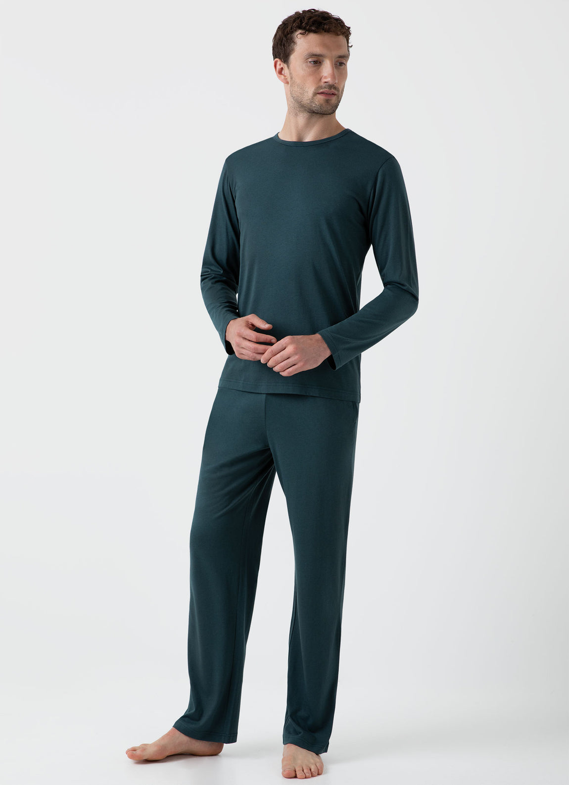 Men's Cotton Modal Lounge Pant in Peacock | Sunspel