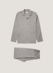 Men's Cotton Flannel Pyjama Set in Mid Grey Melange