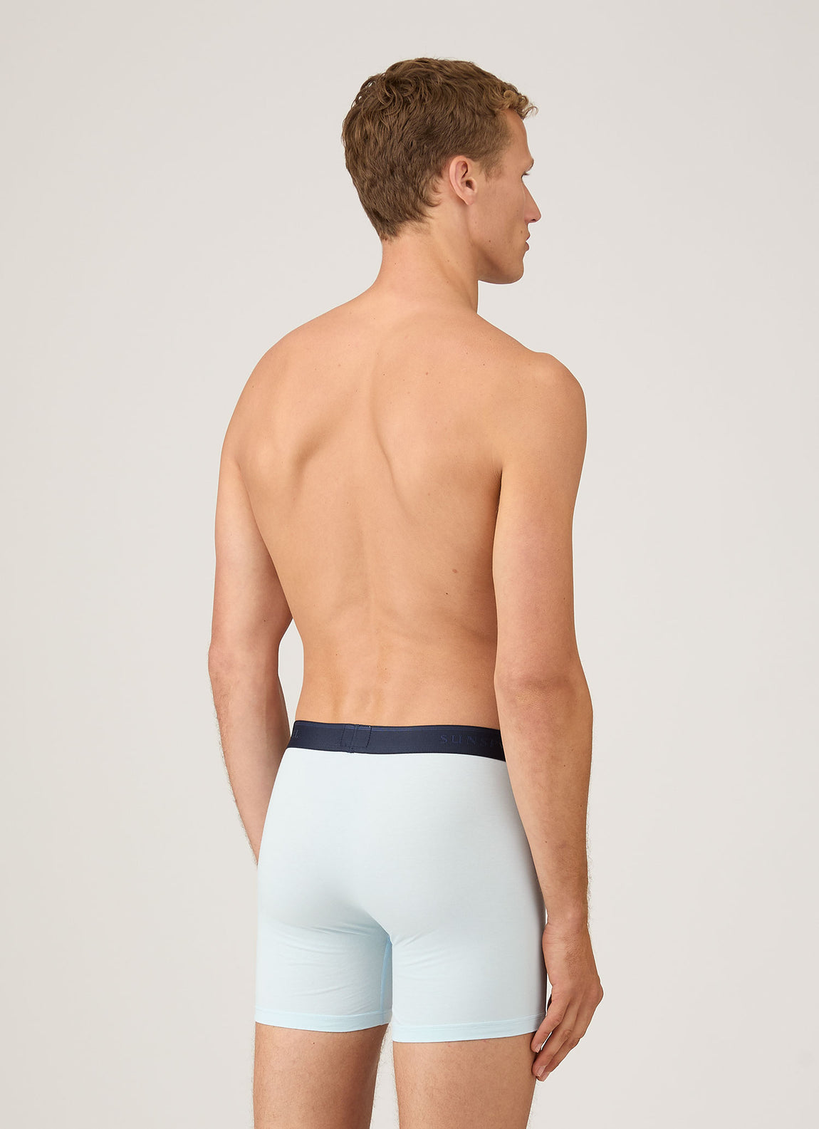 Men's Stretch Cotton Boxer Briefs in Light Blue