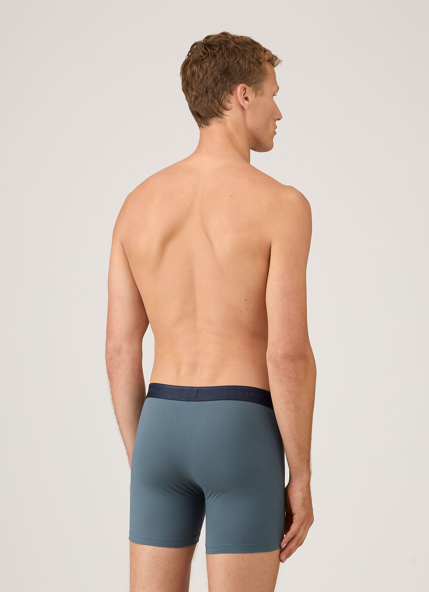 Men's Stretch Cotton Boxer Briefs in Dark Petrol