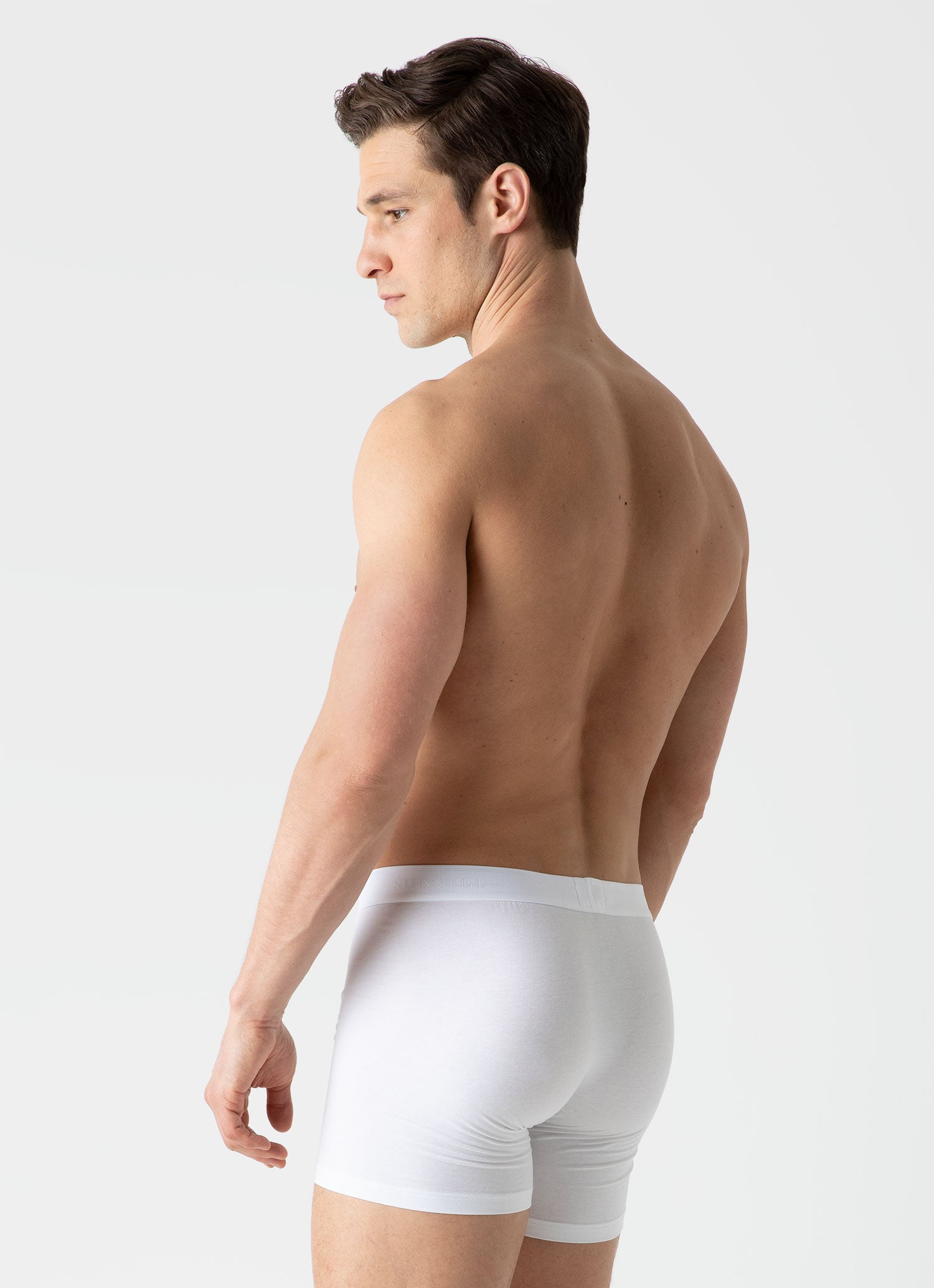 Men's Long Cut Stretch Cotton Trunks in White