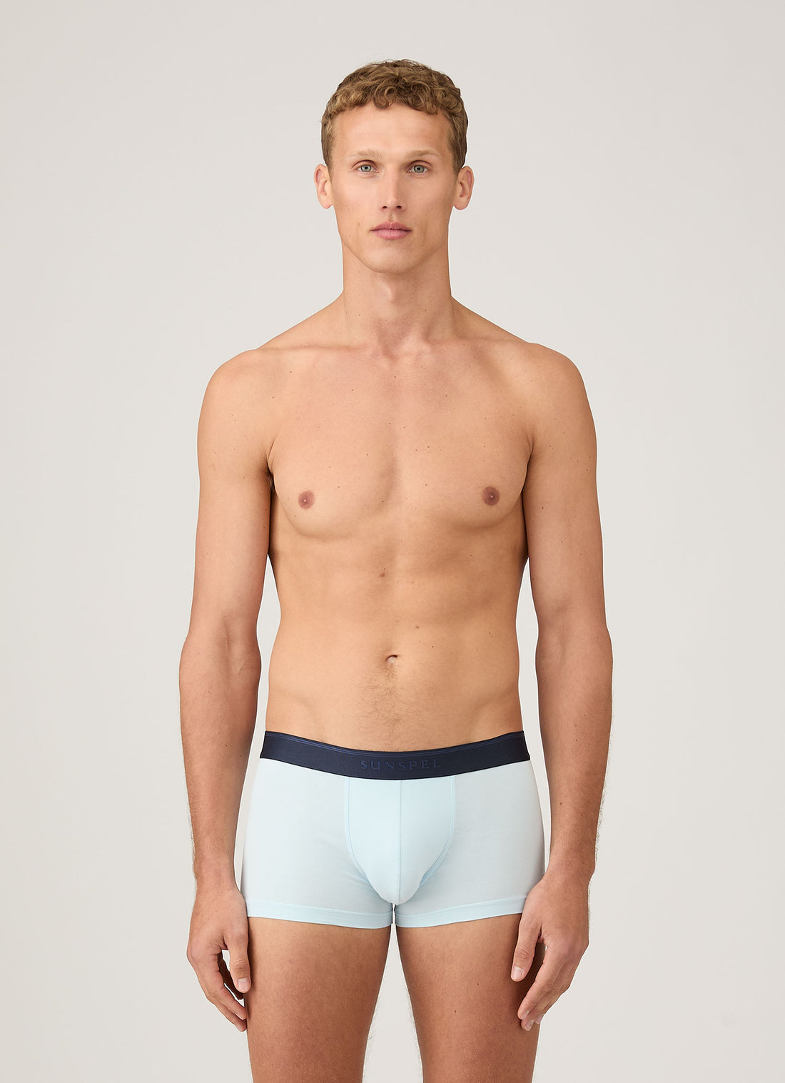 Men's Stretch Cotton Trunks in Light Blue