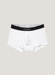 Men's Logo Stretch Cotton Trunks in White/Black