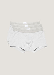 Men's Stretch Cotton Trunks 3-Pack in Grey Melange