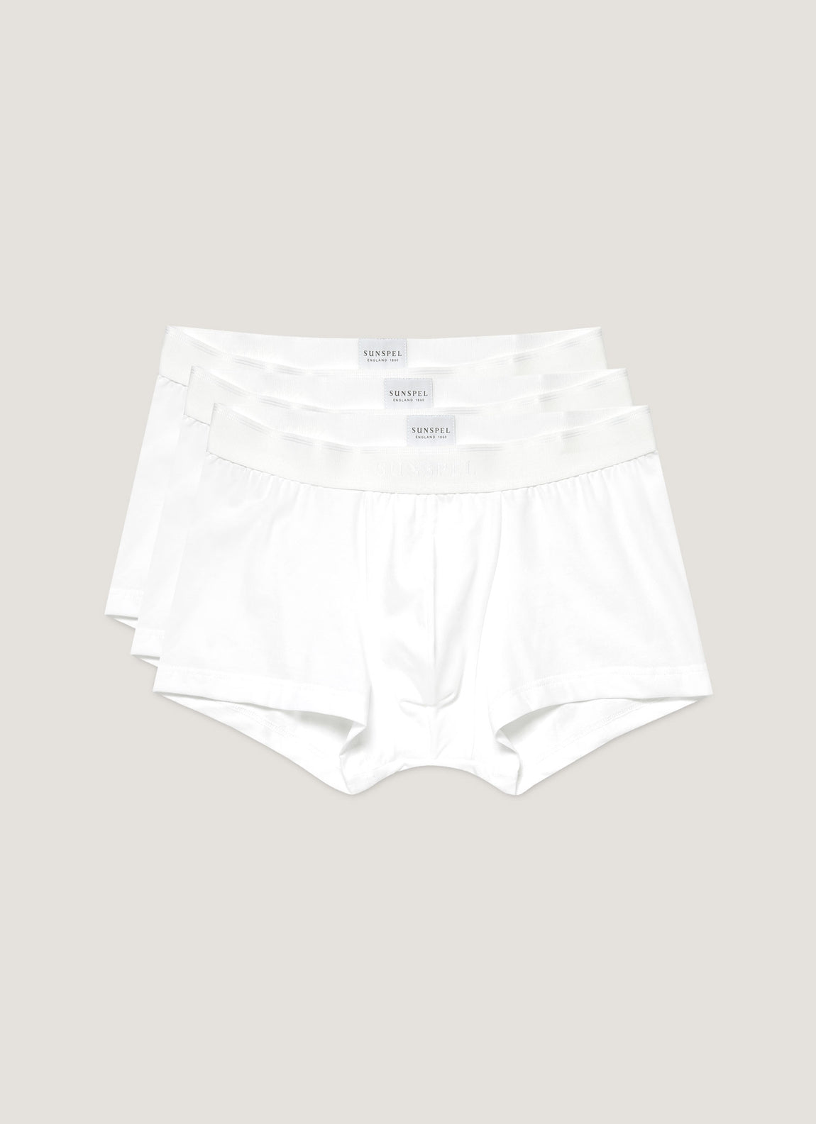 Men's Stretch Cotton Trunks 3-Pack in White