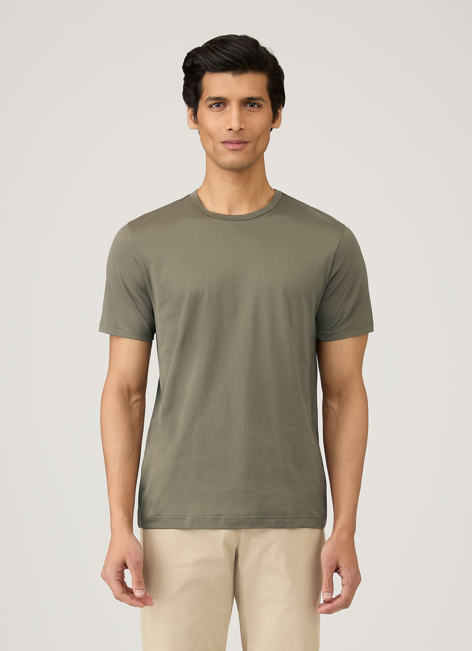 Men's Classic T-shirt in Khaki | Sunspel