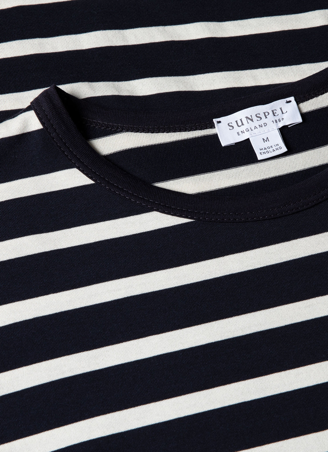 Men's Classic T-shirt in Navy/Ecru Breton Stripe | Sunspel