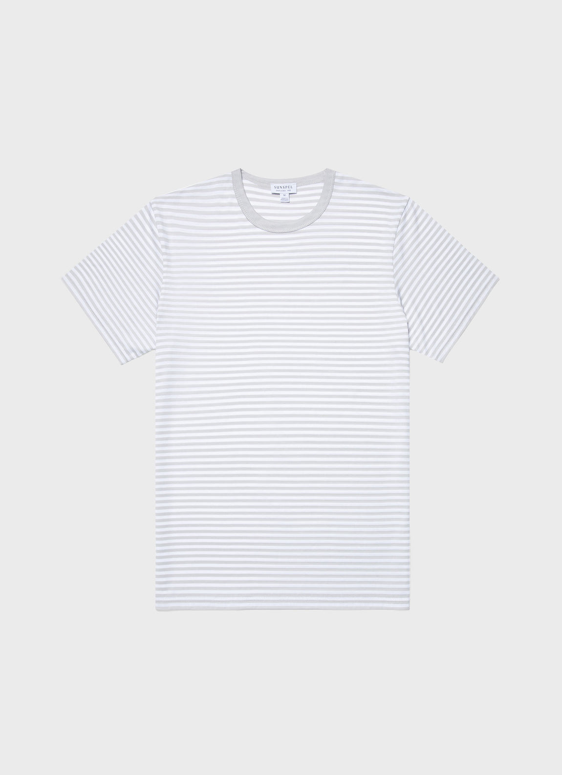 Men's Classic T-shirt in Smoke/White English Stripe | Sunspel