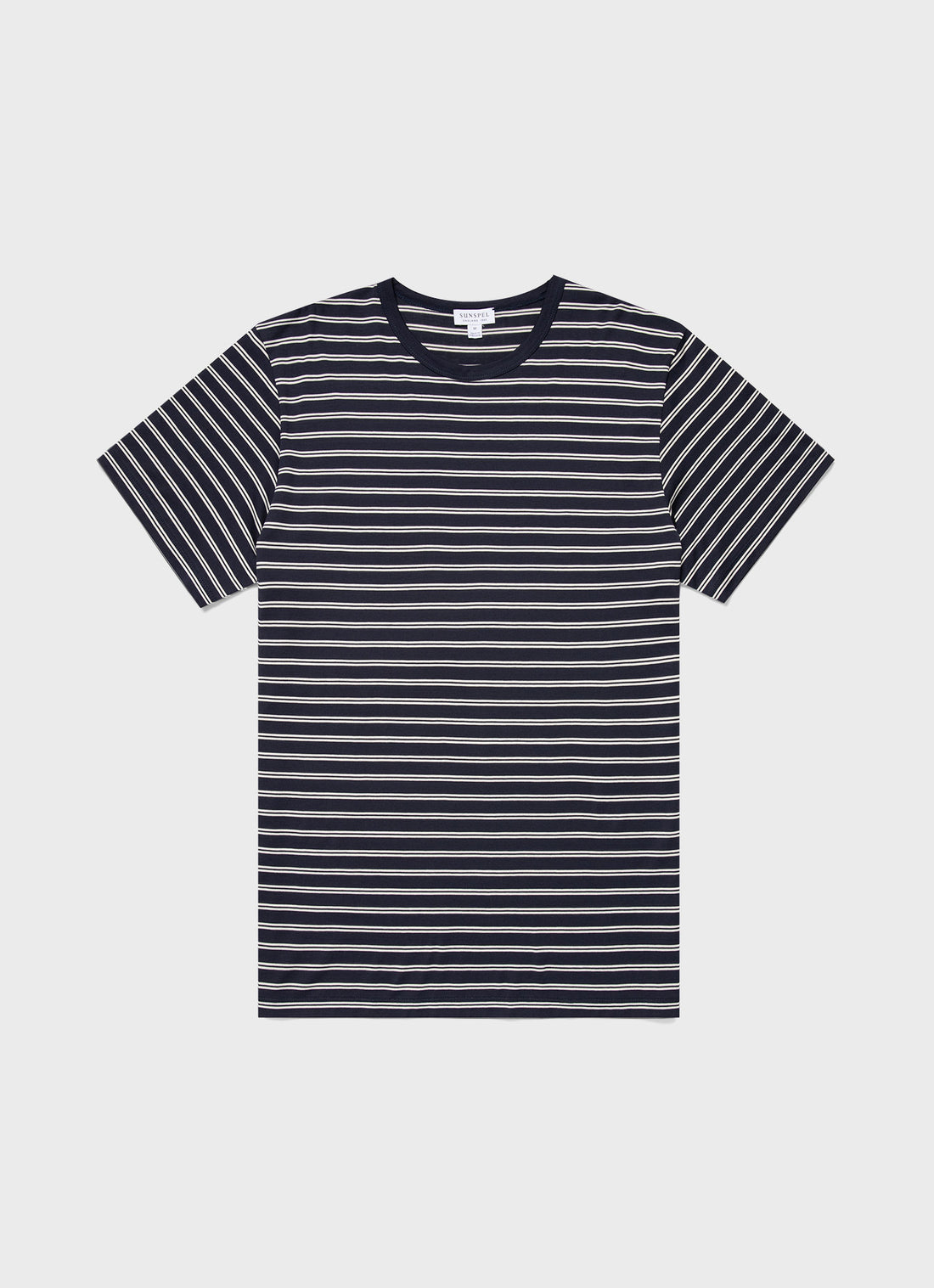 Men's Classic T-shirt in Navy/Ecru Tramline Stripe