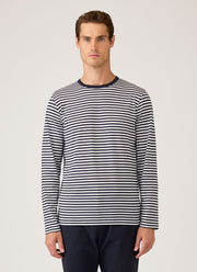Men's Classic Long Sleeve T-shirt in Navy/White English Stripe