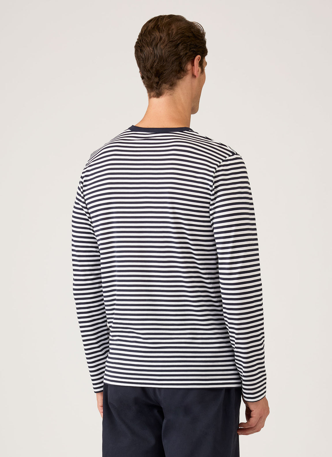 Men's Classic Long Sleeve T-shirt in Navy/White English Stripe
