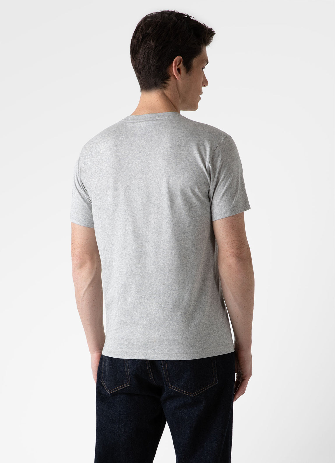 Men's Riviera Midweight T-shirt in Grey Melange | Sunspel