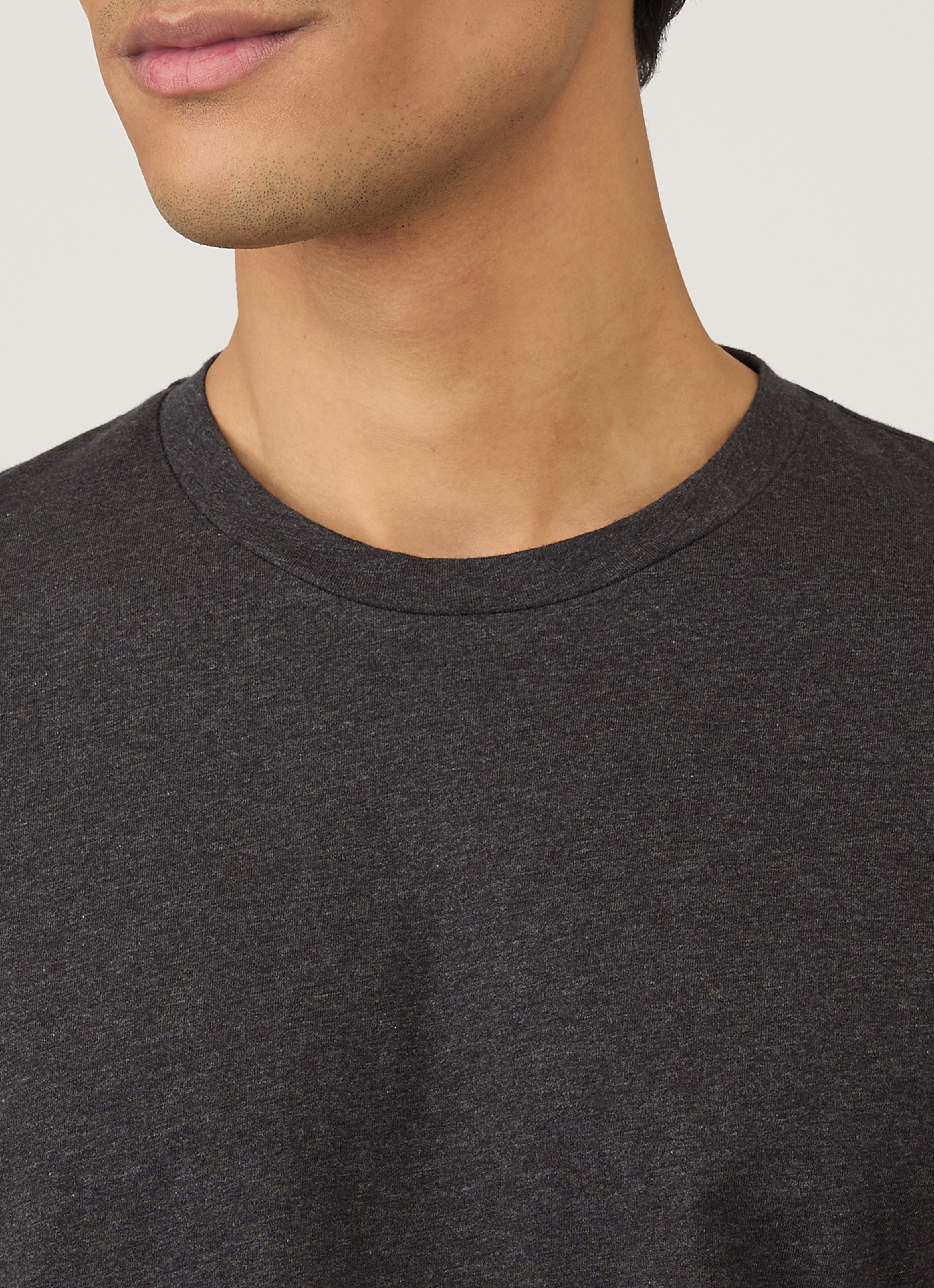 Men's Riviera Midweight T-shirt in Charcoal Melange | Sunspel