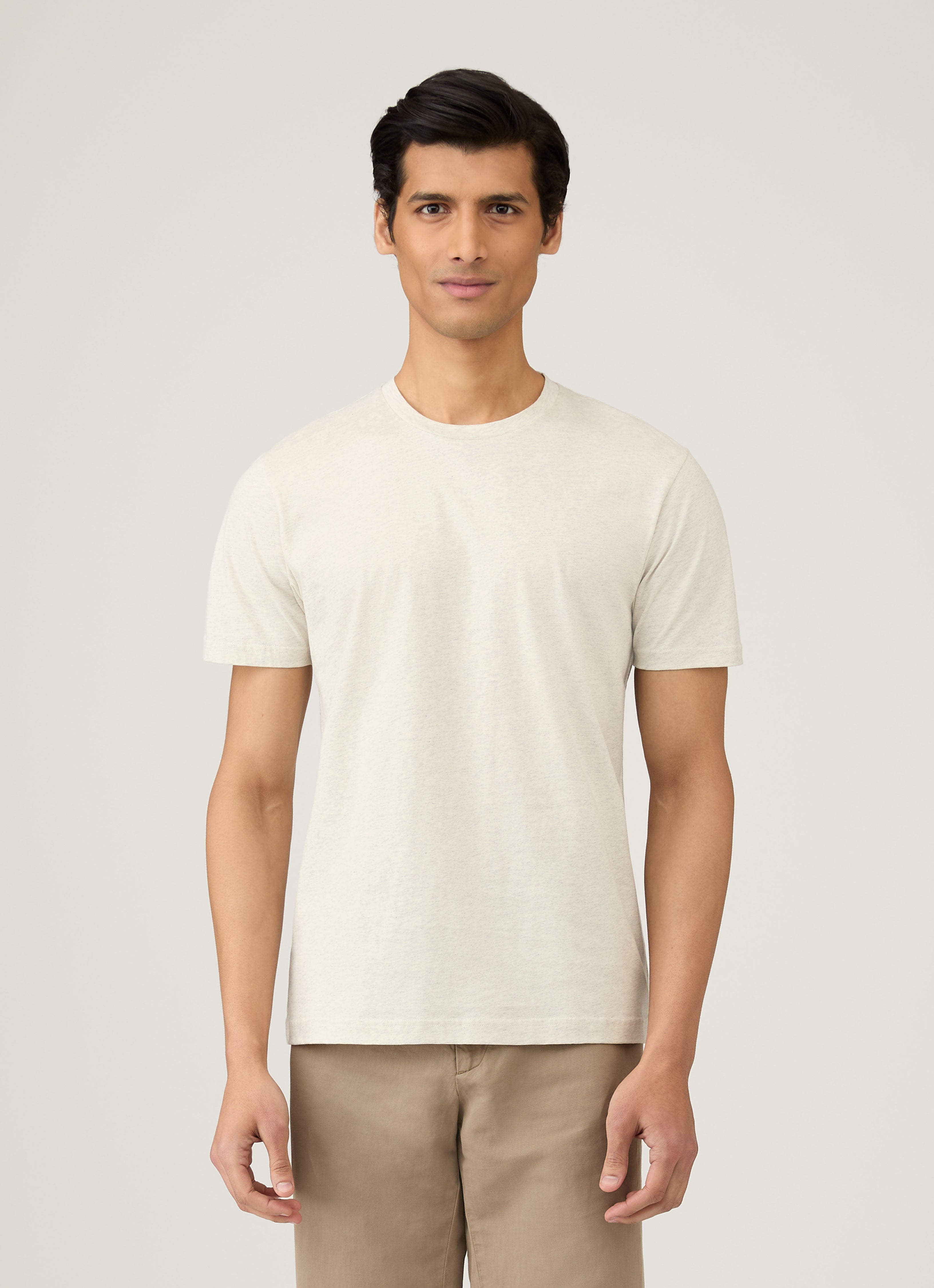 Men's Riviera Midweight T-shirt in Archive White Melange | Sunspel