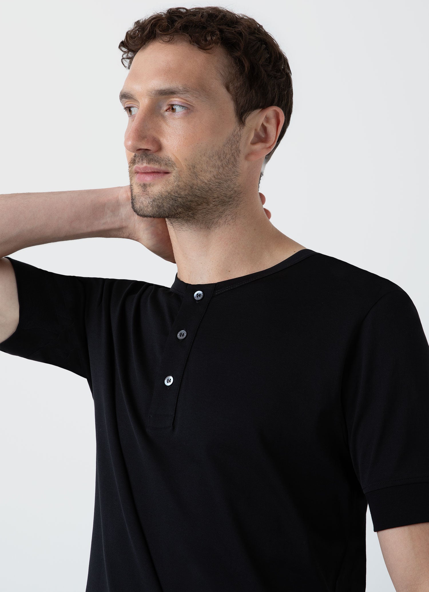 Black henley shirt mens online