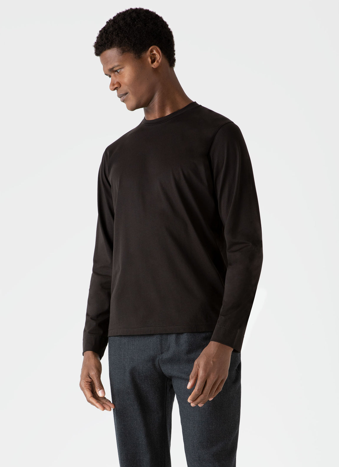 Men's Long Sleeve Riviera Midweight T-shirt in Coffee