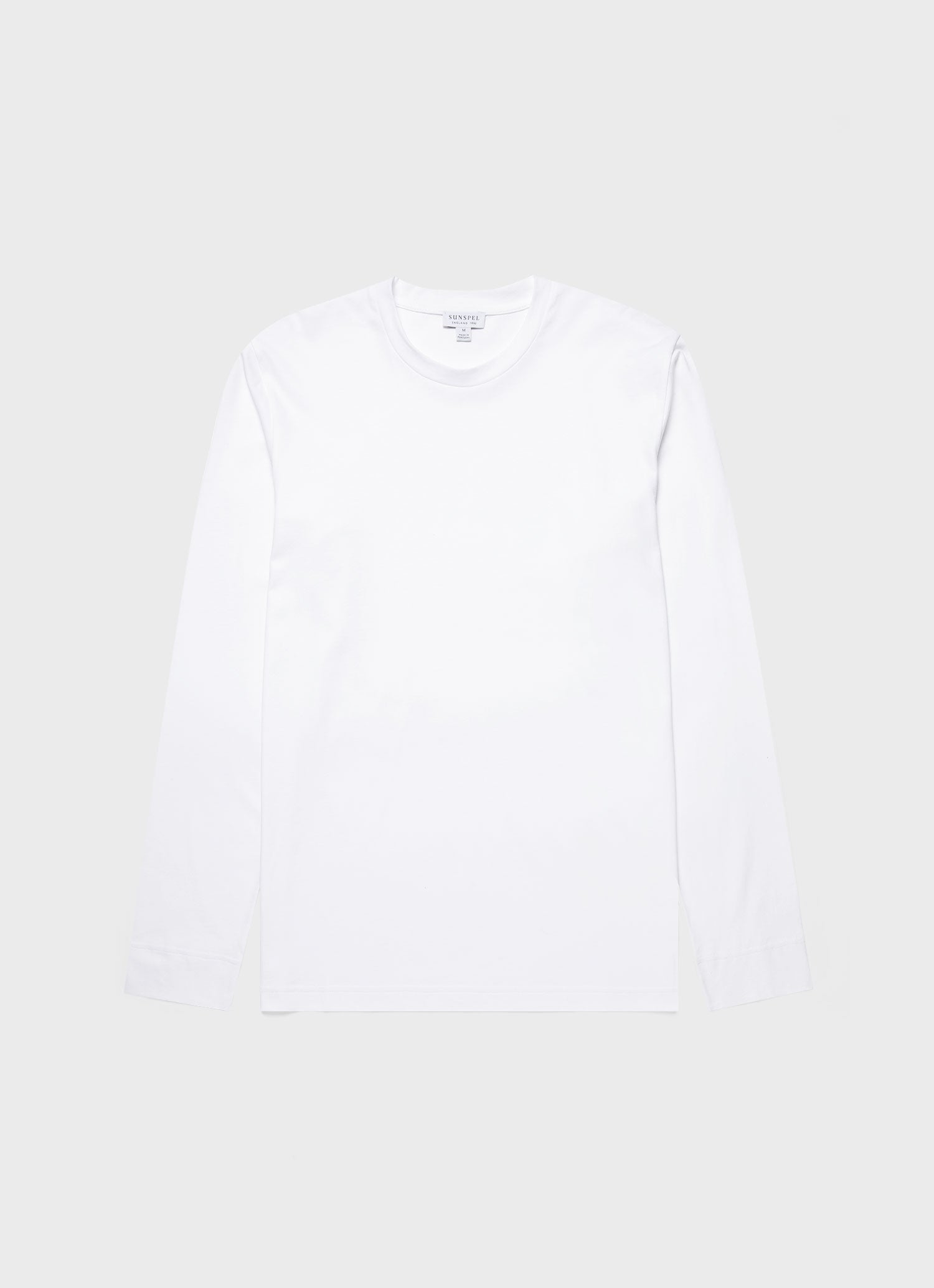 Men's Long Sleeve Riviera Midweight T-shirt in White | Sunspel