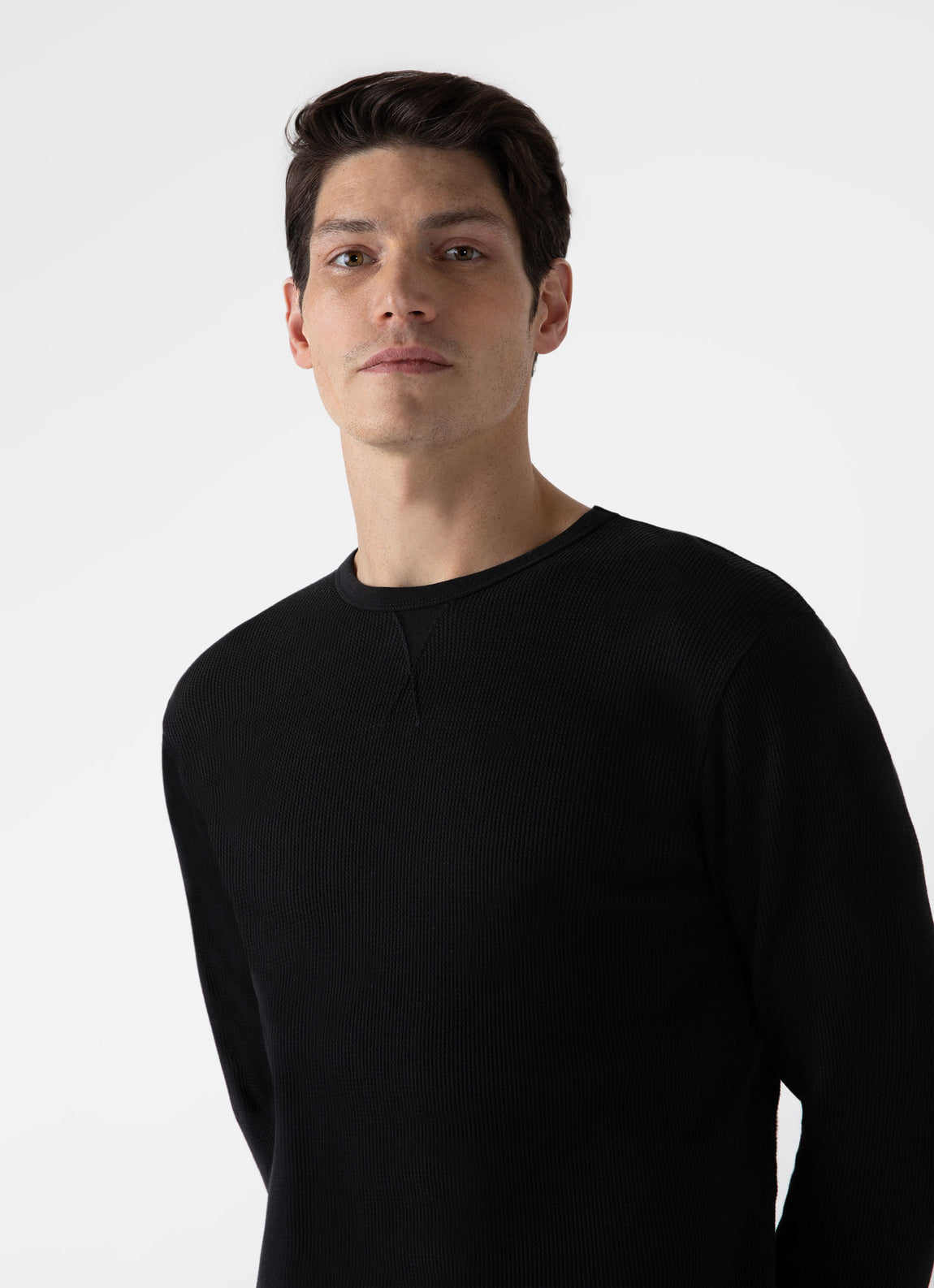 Men's Long Sleeve Waffle T-shirt in Black