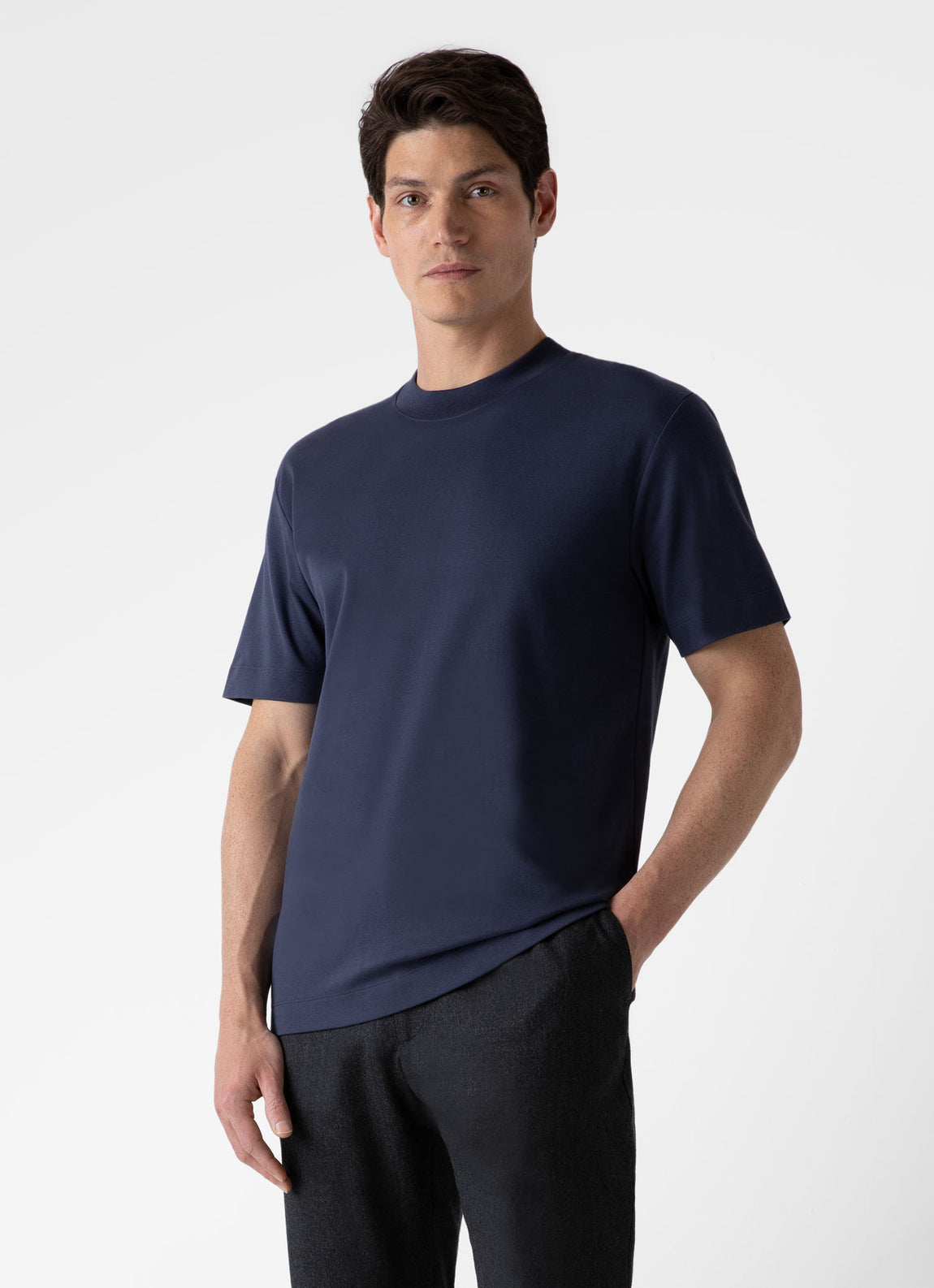 Men's Relaxed Fit Heavyweight T-shirt in Navy | Sunspel