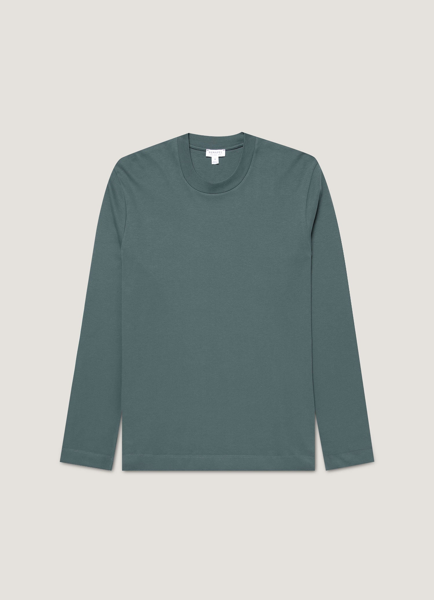 Men's Long Sleeve Heavyweight T-shirt in Dark Petrol | Sunspel