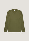 Men's Long Sleeve Heavyweight T-shirt in Deep Olive