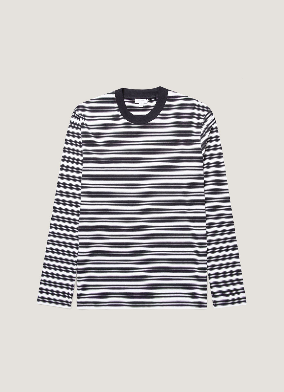Men's Long Sleeve Heavyweight T-shirt in White/Navy