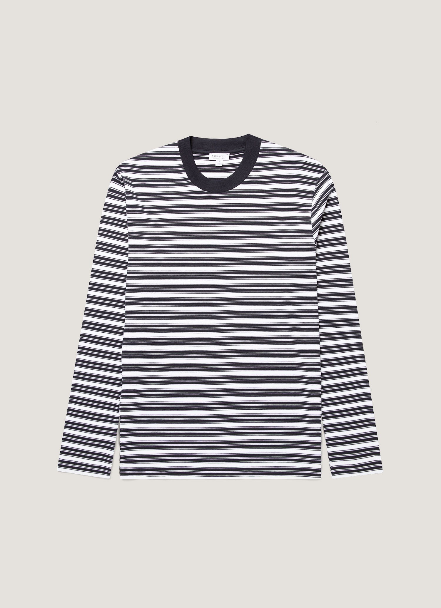 Men's Long Sleeve Heavyweight T-shirt in White/Navy