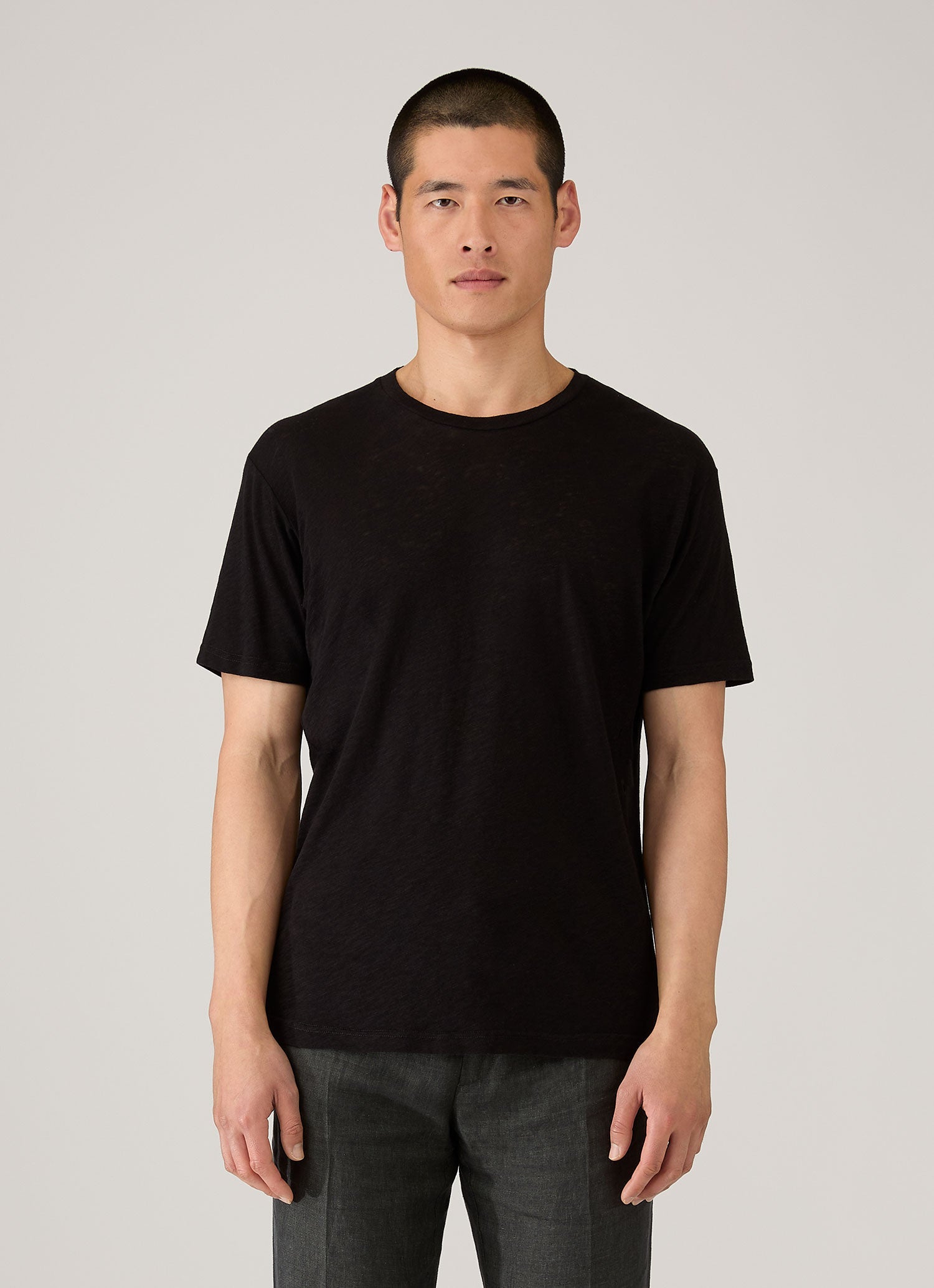 Men's Cotton Linen T-shirt in Black