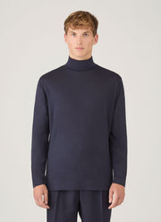 Men's Ultra-Fine Merino Roll Neck in Navy