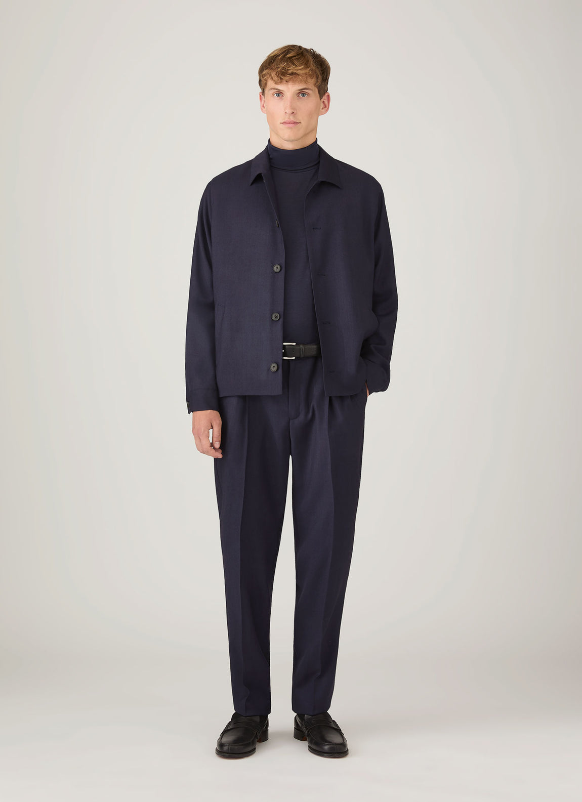 Men's Ultra-Fine Merino Roll Neck in Navy