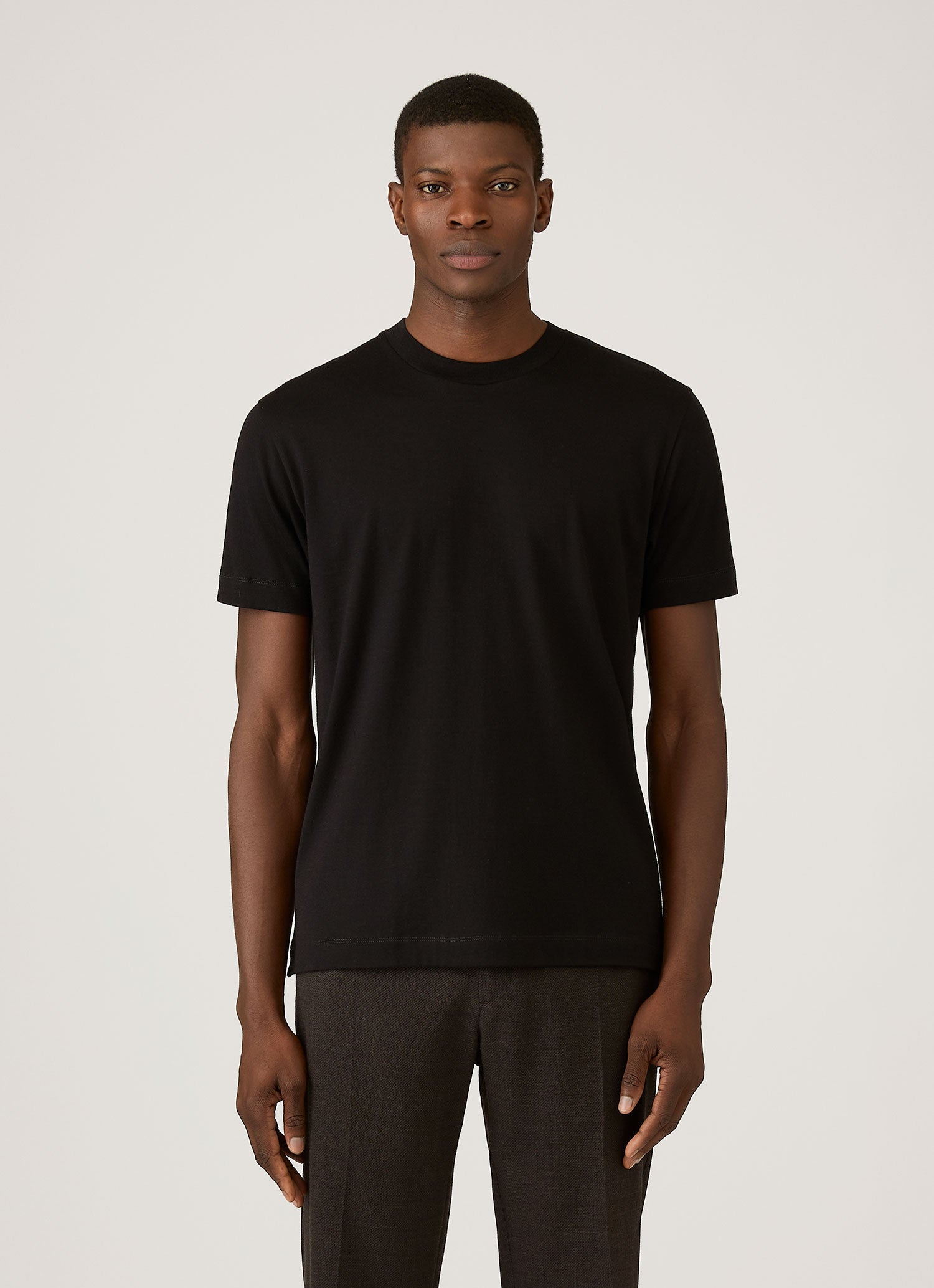 Men's Silk Cotton Cashmere T-shirt in Black | Sunspel